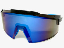 Oversized Retro Sporty Wrap Around Shield Style SUNGLASSES Large Frame - Blue Lens 80963