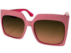 Oversized Exaggerated Vintage Retro Style SUNGLASSES X-Large Square Pink Frame 49308
