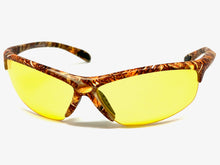 Classic Sporty Wrap Around HD Yellow Lens SUNGLASSES Brown Camouflage Frame 2250