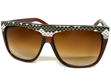Oversized Classic Vintage Retro Style SUNGLASSES Large Brown Snakeskin Frame 1201