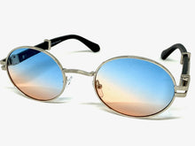 Classic Vintage Retro Hip Hop Style SUNGLASSES Oval Silver & Faux Wood Frame 27723