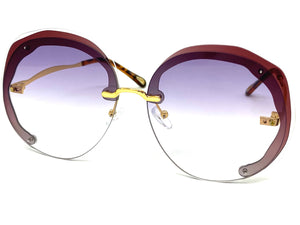 Exaggerated Classic Vintage Retro Style SUNGLASSES Round Light Purple Lens 2272