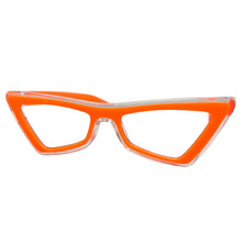 Classy Elegant Modern Retro Cat Eye Style Clear Lens with Slight Tint SUNGLASSES Neon Orange Frame E1997