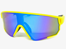 Oversized Retro Sporty Wrap Around Style SUNGLASSES Large Neon Yellow Frame 9046