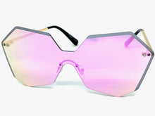Sleek Modern Retro Shield Style SUNGLASSES Gold Rimless Frame 7756
