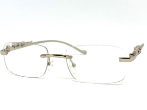 Classy Elegant Sophisticated Luxury Style Clear Lens EYEGLASSES Rimless Silver Frame E0661