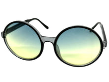 Oversized Exaggerated Vintage Retro Style SUNGLASSES Round Black Frame - Green Lens 1734