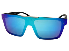 Classic Biker Motorcycle Riding Fishing Wrap Shield Style POLARIZED SUNGLASSES Black Frame - Blue Lens X0023