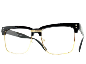 Classy Elegant Sophisticated Luxury Style Clear Lens EYEGLASSES Black & Gold Frame 6462