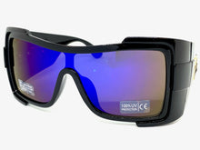 Oversized Modern Retro Wrap Shield Style SUNGLASSES Huge Super Thick Black Frame 1044