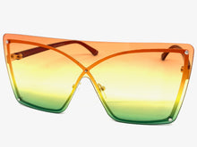 Oversized Exaggerated Modern Retro Shield Style SUNGLASSES Large Flat Multicolor Lens E0443