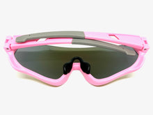 Sporty Retro Wrap Around Shield Style SUNGLASSES Pink Frame Gold Lens E2028