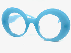 Oversized Exaggerated Retro Style Clear Lens EYEGLASSES Large Round Blue Optical Frame - RX Capable 81159