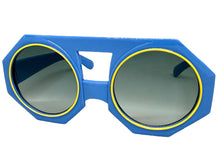 Oversized Exaggerated Vintage Retro Style SUNGLASSES Large Geometric Blue Frame 1335