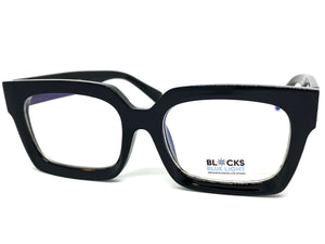 Classic Vintage Retro Style Blue Light Blocking Computer EYEGLASSES Large Thick Black Frame 2016