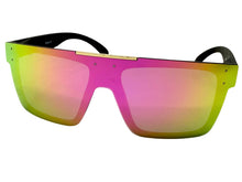 Classic Biker Motorcycle Riding Fishing Wrap Shield Style POLARIZED SUNGLASSES Black Frame - Pink Lens X0023