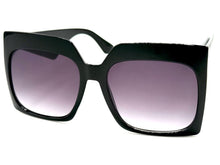 Oversized Exaggerated Vintage Retro Style SUNGLASSES X-Large Square Black Frame 49308