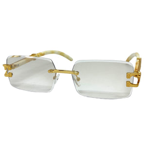 Classy Elegant Sophisticated Luxury Hip Hop Style SUNGLASSES Rimless Gold Frame 5210