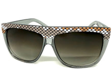 Oversized Classic Vintage Retro Style SUNGLASSES Large Gray Snakeskin Frame 1201