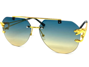 Men's Classy Elegant Luxury Modern Retro Style SUNGLASSES Large Gold Frame 27667