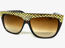 Oversized Classic Vintage Retro Style SUNGLASSES Large Brown Snakeskin Frame 1201