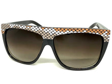 Oversized Classic Vintage Retro Style SUNGLASSES Large Black Snakeskin Frame 1201