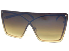 Oversized Exaggerated Modern Retro Shield Style SUNGLASSES Large Flat Brown Lens E0443
