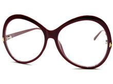 Oversized Vintage Retro Style Clear Lens EYEGLASSES Large Round Burgundy Frame E2085