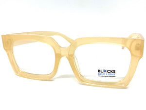 Classic Vintage Retro Style Blue Light Blocking Computer EYEGLASSES Large Thick Cream Frame 2016