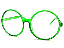 Oversized Vintage Retro Style Clear Lens EYEGLASSES X-Large Round Green Frame 1734
