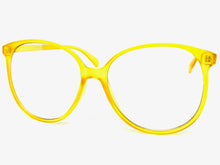 Oversized Classic Vintage Retro Style Clear Lens EYEGLASSES Large Round Yellow Frame I129