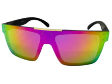 Classic Biker Motorcycle Riding Fishing Wrap Shield Style POLARIZED SUNGLASSES Black Frame - Multicolor Lens X0023