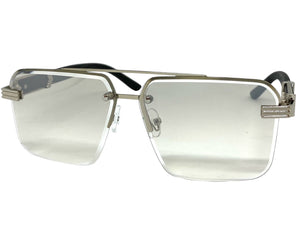 Men's Classy Elegant Luxury Designer Hip Hop Style SUNGLASSES Silver & Wooden Frame 7537