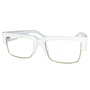 Classy Contemporary Modern Retro Clear Lens EYEGLASSES White & Gold Frame 8259