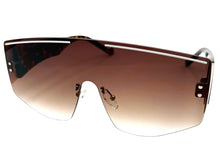 Oversized Futuristic Modern Retro Shield Style SUNGLASSES Large Flat Brown Lens 10858