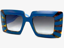 Exaggerated Vintage Retro Style SUNGLASSES Thick Square Blue Frame LH056