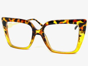 Classic Vintage Retro Style Clear Lens EYEGLASSES Leopard Optical Frame - RX Capable 4291