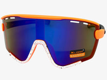 Oversized Retro Sporty Wrap Around Style SUNGLASSES Large Orange & White Frame 3694