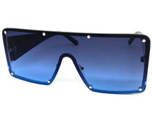 Oversized Contemporary Modern Retro Shield Style SUNGLASSES Large Flat Blue Lens 96312