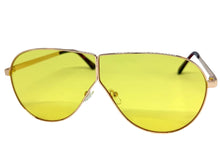 Oversized Modern Retro Shield Style SUNGLASSES Large Rose Gold Frame - Yellow Lens 4617