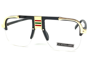 Men's Classic Vintage Retro Hip Hop Style Clear Lens EYEGLASSES Black & Gold Frame 2719