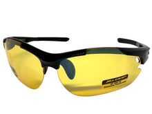 Sporty Wrap Around Blue Light Night Driving HD Lens SUNGLASSES Black Frame 3501