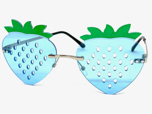 Funky Party Club Raver Strawberry Shaped SUNGLASSES Blue Lens 5218