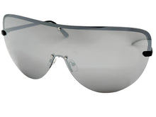 Oversized Exaggerated Modern Retro Shield Style SUNGLASSES X-Large Black Frame - Silver Lens 4603