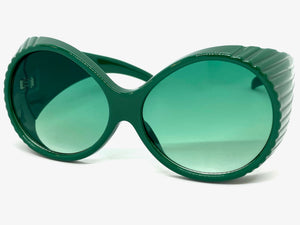 Oversized Exaggerated Vintage Retro Style SUNGLASSES Large Thick Round Green Frame 2156