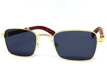 Classy Elegant Sophisticated Luxury Style SUNGLASSES Gold & Wooden Frame 27677