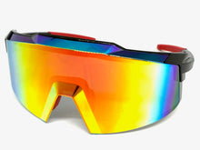 Oversized Retro Sporty Wrap Around Shield Style SUNGLASSES Large Frame - Gold Lens 80963