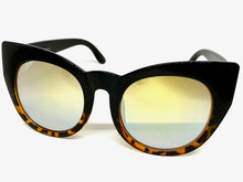 Oversized Vintage Retro Cat Eye Style SUNGLASSES Large Black & Tortoise Frame 1775