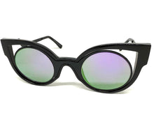 Classic Vintage Retro Cat Eye Style SUNGLASSES Funky Black Frame - Purple Lens 1737