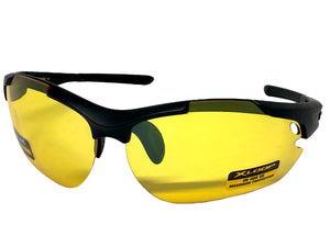 Sporty Wrap Around Blue Light Night Driving HD Lens SUNGLASSES Black Frame 3501